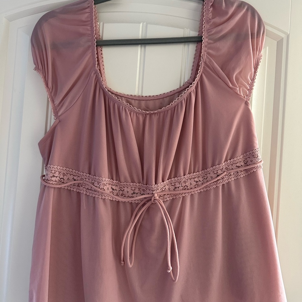 Pink Lace Trim Blouse